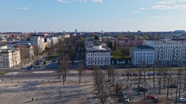 Drone shot of The Br&ouml;han Museum ( Berggruen Museum ) . It is a Berlin state museum for Art Nouveau, Art Deco, and Functionalism, located in Berlin's Charlottenburg district