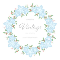 Vector flowers set. Beautiful wreath. Elegant floral collection with isolated blue,green leaves and flowers, hand drawn watercolor. Design for invitation, wedding or greeting cards.
