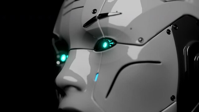 Closeup of robot. Artificial Intelligance visualized.