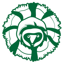 Hedgehog in a Christmas wreath silhouette