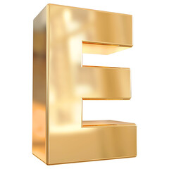 3d font letter E gold alphabet