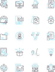 Affiliate promo linear icons set. Referral, Commission, Partnership, Marketing, Product, Sales, Referral links line vector and concept signs. Commission rates,Publishers,Affiliate nerk outline