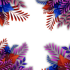 Fototapeta na wymiar Beautiful multicolor gradient vector leaves elements Corner decoration isolated on transparent background, floral leaves and decorative elements 