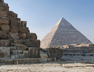 The pyramid of Khafre (Chephren) in Giza plateau. Historical Egypt pyramids.