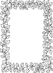 Rectangular frame made of ivy leaves. Natural ornament. Vector illustration.