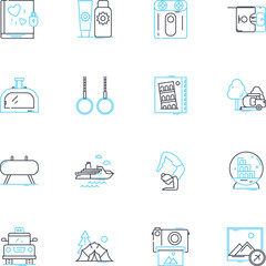 Idle hours linear icons set. Relaxation, Downtime, Laziness, Solitude, Boredom, Rest, Idle line vector and concept signs. Calmness,Peacefulness,Serenity outline illustrations