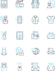 Inventory Control linear icons set. Stock, Logistics, Supplies, Tracking, Counting, Management, Storage line vector and concept signs. Distribution,Reorder,Purchase outline illustrations