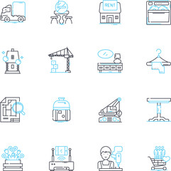 Hospitality linear icons set. Service, Experience, Comfort, Reception, Courtesy, Hospitality, Attention line vector and concept signs. Care,Kindness,Hospitality outline illustrations