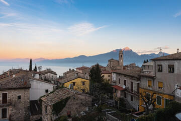 Fototapeta na wymiar View of Garda Lake and Torre del Benaco, Italy