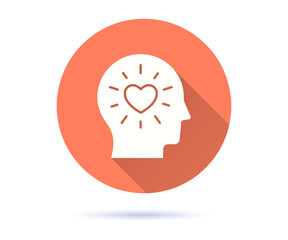 Empathy icon with long shadow for graphic and web design.