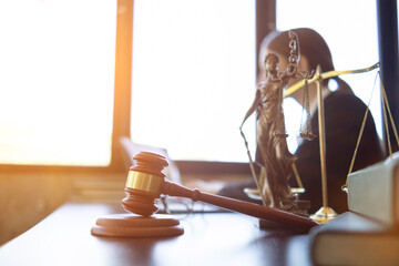 wooden judge gavel on table as symbol of justice for use in legal cases judicial system and civil...