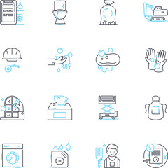 Tidying up linear icons set. Declutter, Organize, Simplify, Minimalism, Clean, Neat, Purge line vector and concept signs. Streamline,Order,Methodical outline illustrations