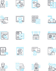 Cyber my linear icons set. Security, Hacking, Internet, Phishing, Firewall, Malware, Encryption line vector and concept signs. Cybercrime,Cyberwarfare,Cyberbullying outline illustrations