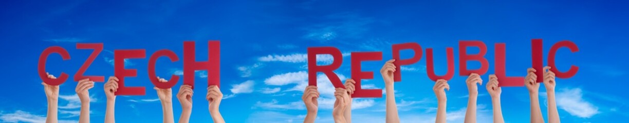 People Hands Building Word Czech Republic, Blue Sky