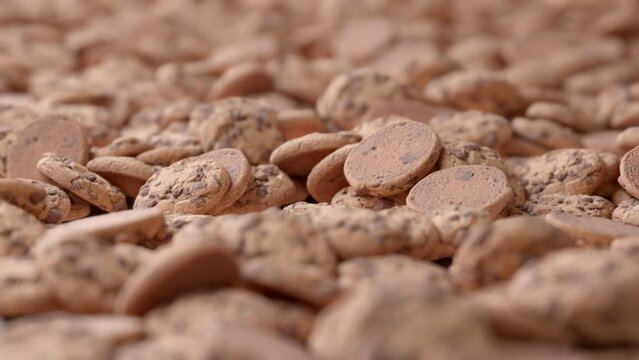 Seamless Loop of chocolate chip cookies. Smooth camera with bokeh.