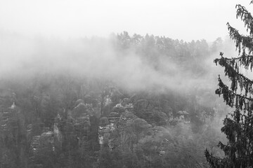 Nebel in der Sandsteinfelsenwelt der Sächsischen Schweiz 5