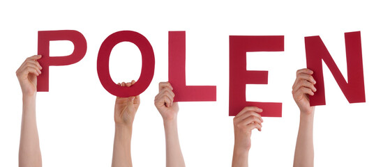 People Hands Building Word Polen Means Poland, Isolated Background