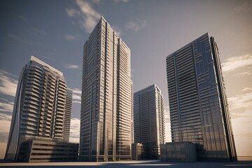 Fototapeta na wymiar skyscrapers 3d modeling and architectural design. Generative AI