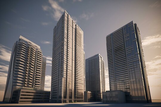 skyscrapers 3d modeling and architectural design. Generative AI