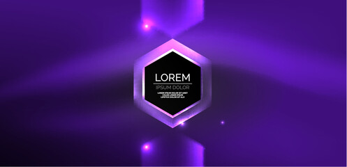 Hexagon abstract background. Techno glowing neon hexagon shapes vector illustration for wallpaper, banner, background, landing page, wall art, invitation, prints, posters