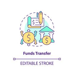 Funds transfer concept icon. Automated clearing house. How ACH work abstract idea thin line illustration. Isolated outline drawing. Editable stroke. Arial, Myriad Pro-Bold fonts used © IMG visuals icons
