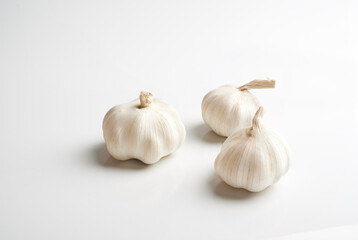 white garlic isolated on white background