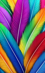colorful feathers on white background