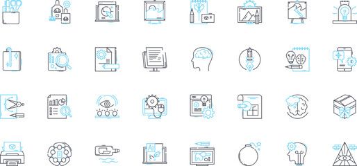 Artist linear icons set. Visionary, Passionate, Creative, Talented, Inspirational, Expressive, Skilled line vector and concept signs. Innovative,Unique,Versatile outline illustrations