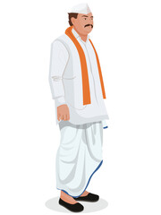 Indian Man Wearing Traditional Dress, Indian politician - obrazy, fototapety, plakaty