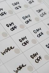 Magnetic board writing 4 day work week calendar with three weekend days off four day working week...