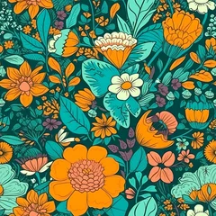 Deurstickers seamless floral pattern © donna