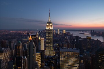 Fototapeta na wymiar Empire State Building view from Summit one Vanderbilt. Generative AI