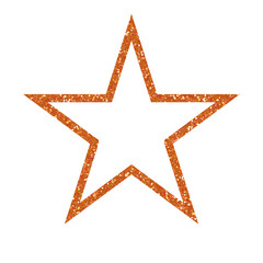Orange star glitter on transparent background.Star line