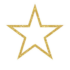 Yellow star glitter on transparent background.Star line