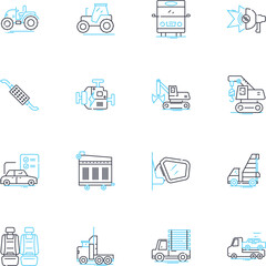 Technology sector linear icons set. Innovation, Disruption, Automation, Digitalisation, Cybersecurity, Artificial Intelligence, Cloud line vector and concept signs. Connectivity,Internet,Mobile