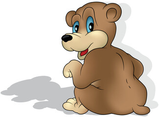 Rear View of a Blue-eyed Brown Bear with its Head Turned to the Back