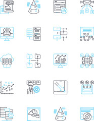 Business forecasting linear icons set. Prediction, Projections, Forecasting, Analytics, Planning, Trends, Risk line vector and concept signs. Insight,Analysis,Strategy outline illustrations