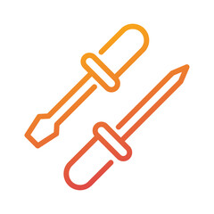 screwdriver carpentry tool gradient icon vector illustration