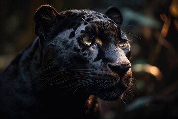 A Black Leopard With Yellow Eyes Staring At Something In The Distance Zoo Wildlife Photography Wildlife Generative AI