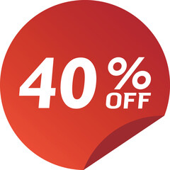 40% Discount. Special offer or shopping discount sticker.