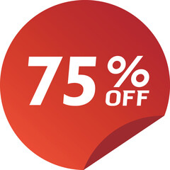75% Discount. Special offer or shopping discount sticker.