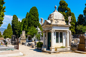 Historic Cimetiere do Chateau Christian Cemetery in historic old town district of Nice at French Riviera of Mediterranean Sea in France