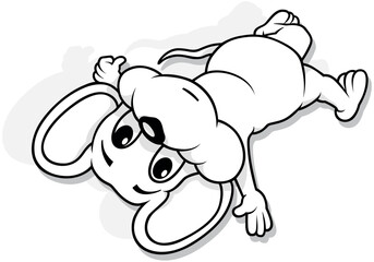 Drawing of a Mouse Lying on its Back with Open Arms