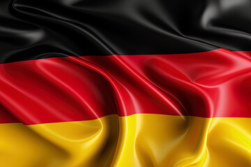 black, red, and gold background, waving the national flag of Germany, waved a highly detailed close-up. Created with Generative AI Technology