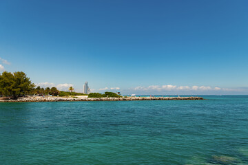 Miami, Florida USA - March 20, 2021: seaside landscape at summer vacation