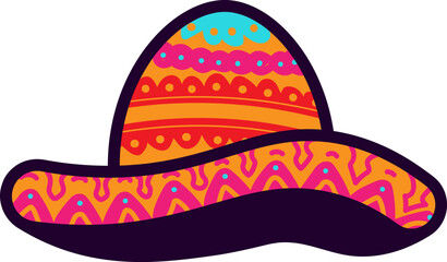 Hand Drawn Mexican Sombrero Hat Vector Illustration