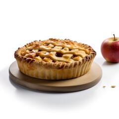 Apple Pie Isolated on White .Generative AI