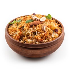 Biryani Isolated on White .Generative AI