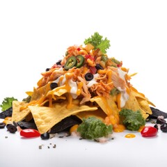 Nachos Isolated on White .Generative AI