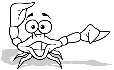 Drawing of a Funny Beach Crab with Big Eyes and a Smile